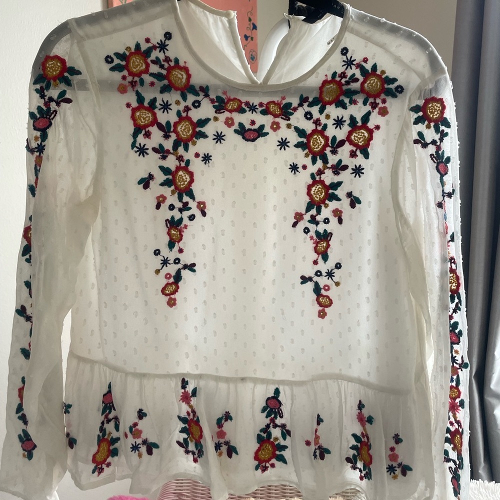 Zara embroidered blouse